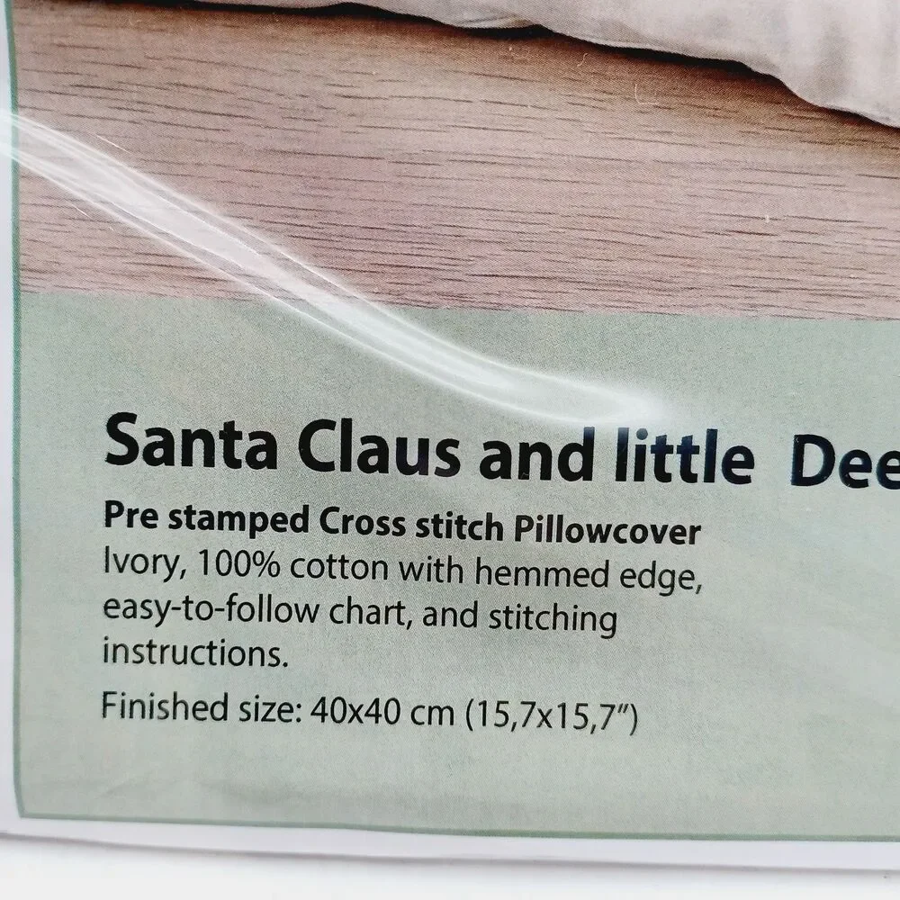 Herrschners® Santa and Deer Pillow Cover Stamped Cross Stitch Village Linens